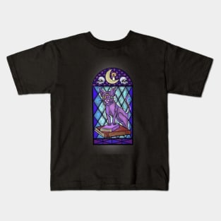 Mystical Stained Glass Cat Kids T-Shirt